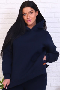 Толстовка женская №4485 футер 3-х нитка с начесом (последний размер) синий 52