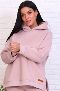 Толстовка женская №4485 футер 3-х нитка с начесом (последний размер) пудра 50