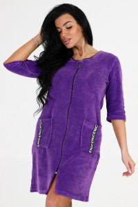 Халат женский №6068 велюр (последний размер) фиолетовый 48,52