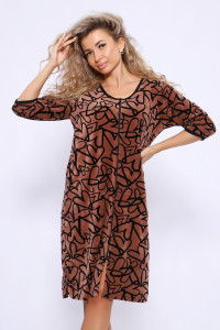 Халат женский №36840 велюр (последний размер) коричневый 54,58