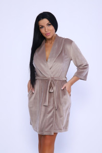 Халат женский №71094 велюр (последний размер) бежевый 52,54