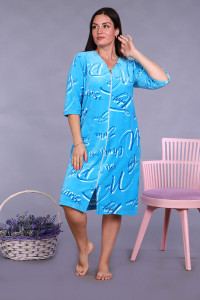 Халат женский №6754 велюр (последний размер) голубой 54