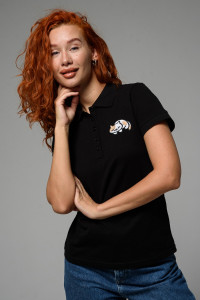 Футболка женская №8524 пике (последний размер) черный кот 52