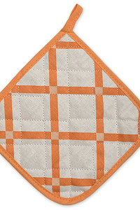 Прихватка кухонная "Радушная хозяйка" рогожка "Клетка абрикос" (последний размер) 20х20