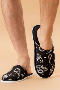 Тапки мужские "ММ" хлопок стрейч (р-ры: 40-47) космос-черный