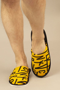 Тапки мужские "ММ" хлопок стрейч (р-ры: 40-47) Бруклин желтый-черный