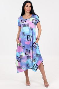 Платье женское "Волна" ПлК-458 кулирка (р-ры: 48-62) тай-дай