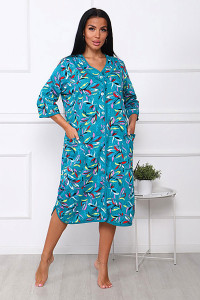 Халат женский 958 кулирка (р-ры: 50-60) изумрудный