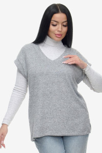 Жилет женский "Брэнда" ангора-софт (р-ры: 54-68) серый