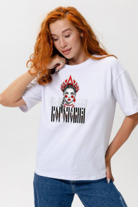Футболка женская №8580 кулирка с лайкрой (р-ры: 42-54) белый королевна