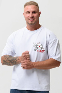 Футболка мужская №8579 кулирка с лайкрой (р-ры: 46-64) белый ушанка