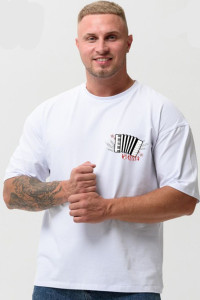 Футболка мужская №8579 кулирка с лайкрой (р-ры: 46-64) белый гармонь