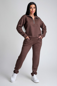 Костюм двойка женский №32829 тесла (р-ры: 44-58) шоколад