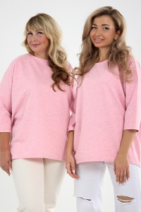 Лонгслив женский "Life" футер 2-х нитка (р-ры: 46-64) розовый