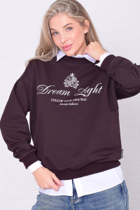 Джемпер женский 6221 футер 2-х нитка (р-ры: 42-56) коричневый