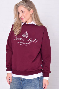 Джемпер женский 6221а футер 2-х нитка (р-ры: 42-56) бордо