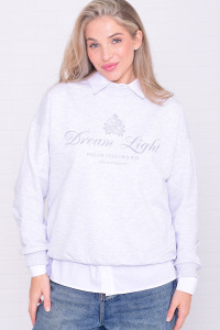 Джемпер женский 6221б футер 2-х нитка (р-ры: 42-56) белый