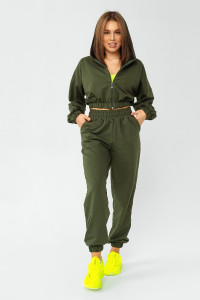 Костюм двойка женский КС-201ФР/ХАК футер 2-х нитка (р-ры: 42-52) хаки