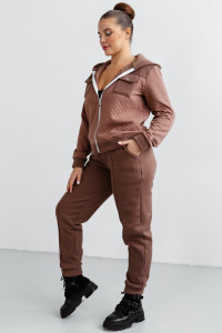 Костюм двойка женский КС-202КПТНЧ/КОФ капитоний с начёсом (р-ры: 48-58) кофе