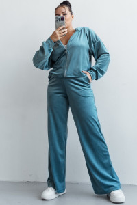 Костюм двойка женский КС-077ФР/ОЛИ велюр (р-ры: 44-62) оливка