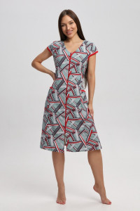 Халат женский 021 кулирка (р-ры: 48-62) зеленый-красный