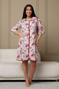 Халат женский 405 капитоний (р-ры: 46-58) розовый-бордовый