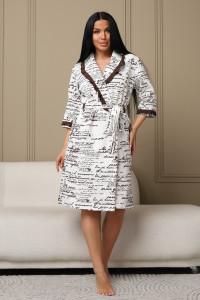 Халат женский 418 капитоний (р-ры: 46-58) молочный-коричневый