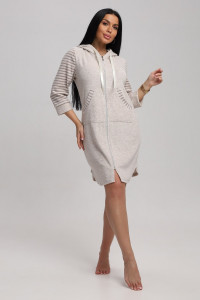 Халат женский 321 махра (р-ры: 44-54) бежевый-коричневый