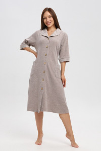 Халат женский 319 махра (р-ры: 48-62) коричневый-бежевый