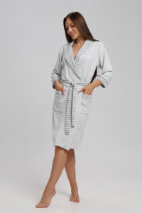 Халат женский 312 махра (р-ры: 46-58) серый-темно-серый