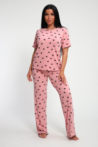 Пижама женская 01063 полиэстер (р-ры: 44-56) розовый