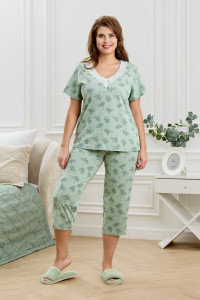 Пижама женская "Канна-2" кулирка (р-ры: 50-64) зеленый