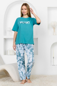 Костюм двойка женский "Улан-2" кулирка (р-ры: 44-54) петроль