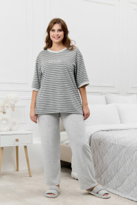 Костюм двойка женский "Краски" махра (р-ры: 48-58) серый