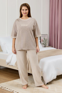 Костюм двойка женский "Краски" махра (р-ры: 48-58) светло-бежевый