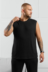 Майка мужская "Алессандро-2" фактурный трикотаж (р-ры: 48-58) черный