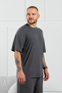 Футболка мужская "Алессандро-1" фактурный трикотаж (р-ры: 48-58) графитовый