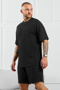 Футболка мужская "Алессандро-1" фактурный трикотаж (р-ры: 48-58) черный