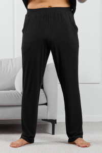 Брюки мужские "Алессандро-3" фактурный трикотаж (р-ры: 48-58) черный