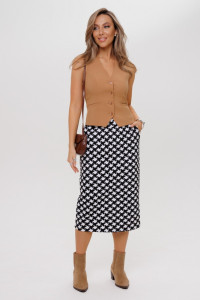 Юбка женская Ю27 футер с лайкрой (р-ры: 50-66) черно-белый