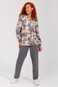 Костюм двойка женский "Дорис" ФК-17 футер с лайкрой (р-ры: 48-60) серый 2