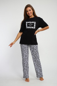 Костюм двойка женский №211 кулирка (р-ры: 42-56) черный