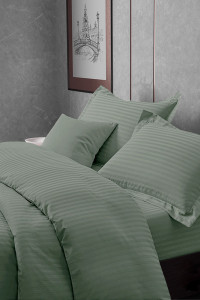 Постельное белье страйп-сатин на резинке "Зеленый"