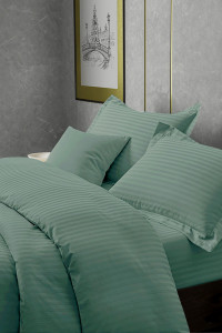 Постельное белье страйп-сатин на резинке "Аквамарин"