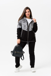 Костюм двойка женский №1478 футер с лайкрой 2-х нитка (последний размер) мрамор 58,62,64