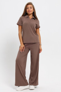 Костюм двойка женский №26009 лапша (последний размер) коричневый 50,54