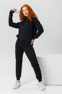 Костюм двойка женский №14405 футер 2-х нитка (последний размер) черный 48