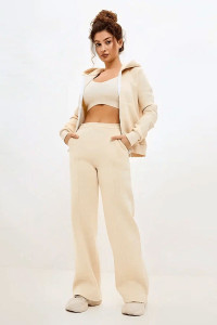 Костюм двойка женский №19134 футер 3-х нитка с начесом (последний размер) молочный 46,52