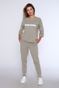 Костюм двойка женский №359 футер 2-х нитка (последний размер) темно-бежевый 48,50,52