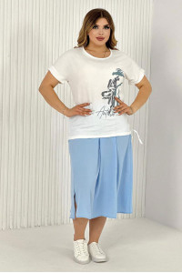 Костюм двойка женский №52323 сингапур (последний размер) голубой 50